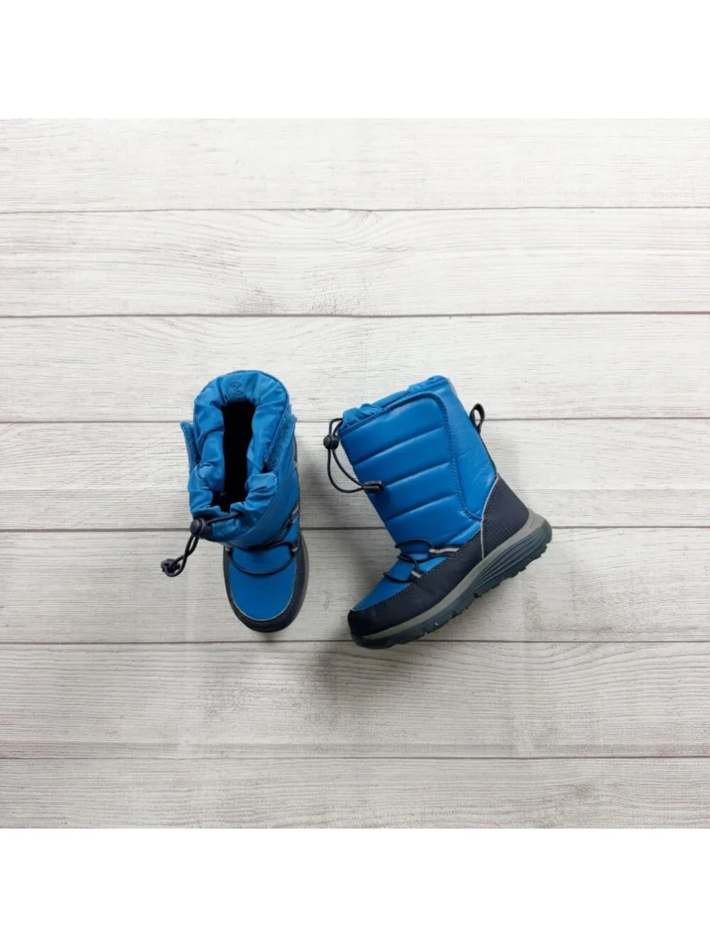Lands End Toddler Snow Boots Blue Black Waterproof Adjustable Fit 13